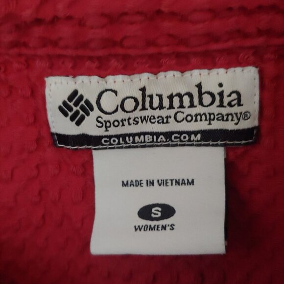 Columbia Womens Small Blouse Big Button Shirt Long Sleeve Collared Woven Rose - Picture 7 of 9